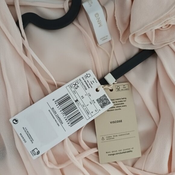 Mango MNG Pink Blouse w/Flower detail Size XS - Picture 8 of 14